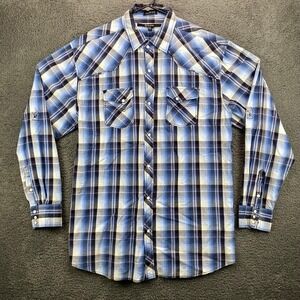 CJ Black‎ Slim Fit XXL Mens Plaid Long Sleeve Western Shirt Casual